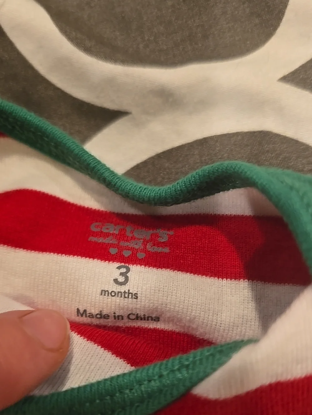 ❤️10/$20 Red & White Striped Infant Pajama Set with Green Trim